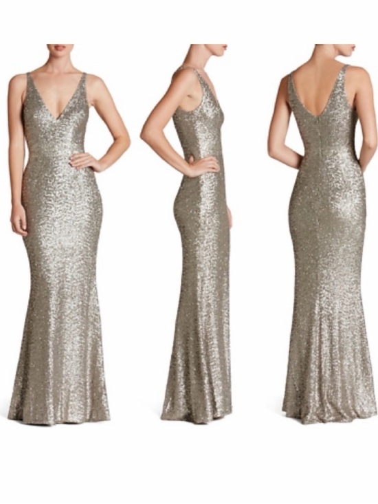 Dress the Population Dresses & Skirts - Dress the Population Harper Gown XS Silver Sequin Mermaid Formal Evening Dress